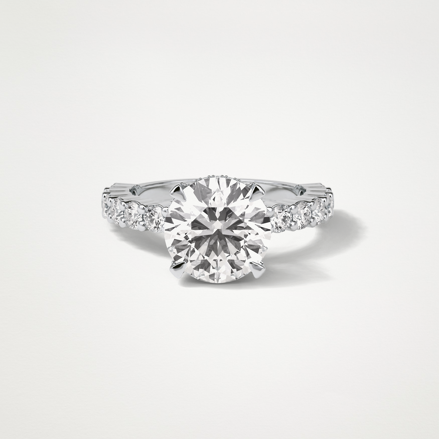 Round Hidden Halo & Pave Moissanite Engagement Ring – 2.75 CT Lab-Created Brilliance in 10K/14K/18K Gold