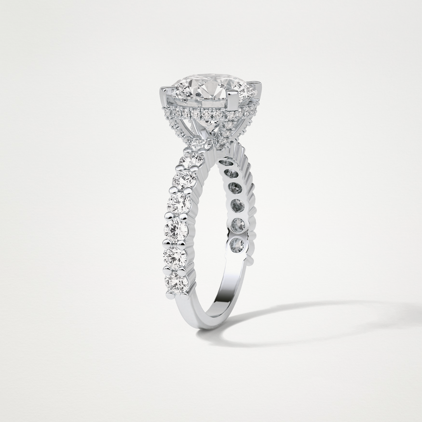 Round Hidden Halo & Pave Moissanite Engagement Ring – 2.75 CT Lab-Created Brilliance in 10K/14K/18K Gold