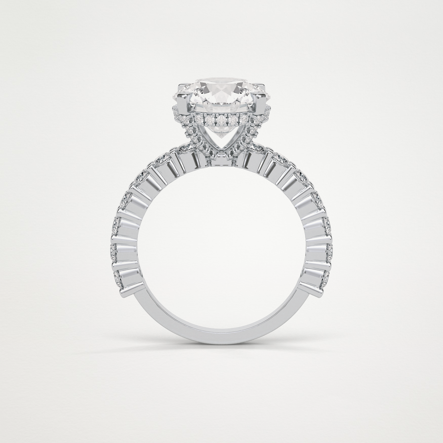 Round Hidden Halo & Pave Moissanite Engagement Ring – 2.75 CT Lab-Created Brilliance in 10K/14K/18K Gold