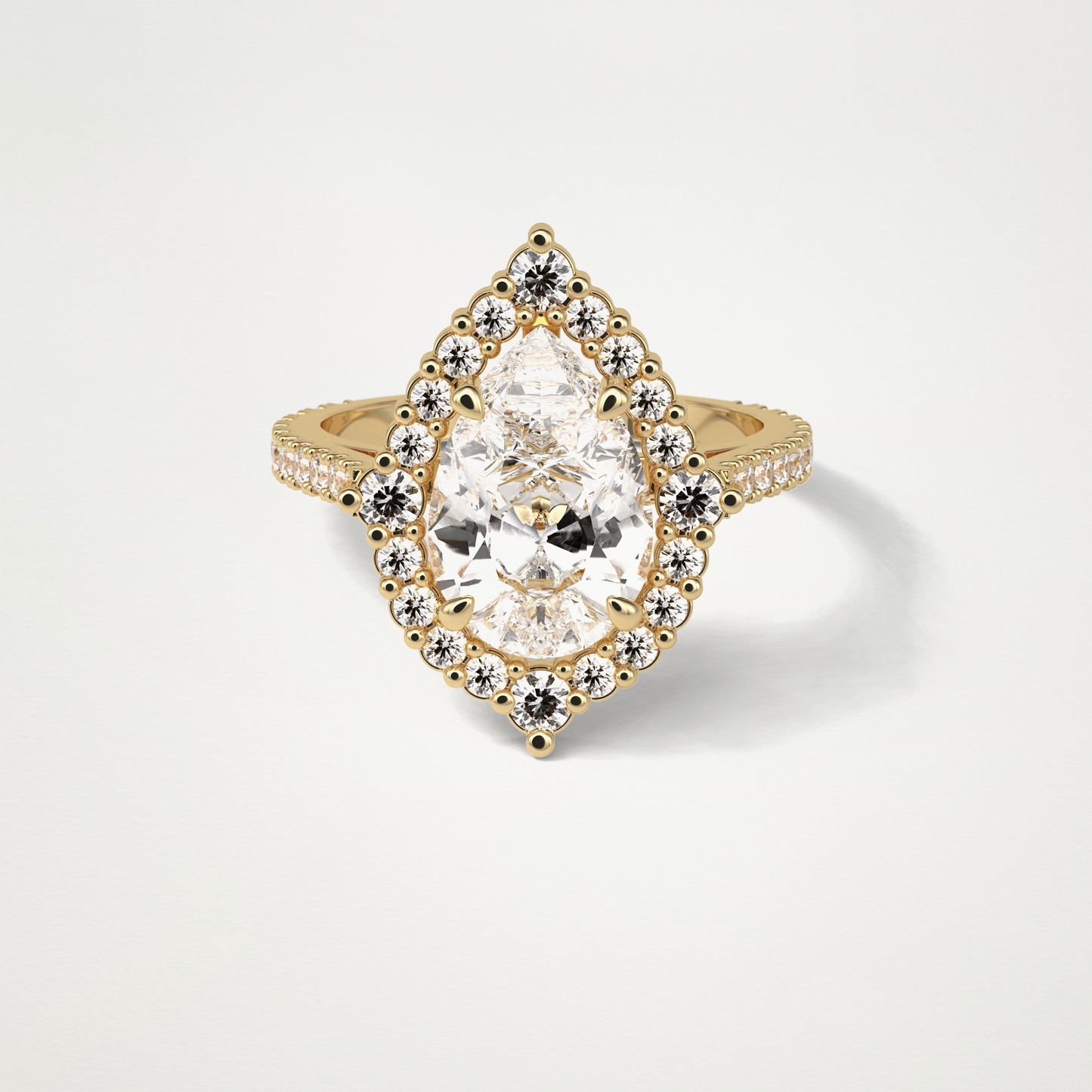 Pear Halo & Pave Moissanite Engagement Ring – 3.1 CT Lab-Created Brilliance in 10K/14K/18K Gold