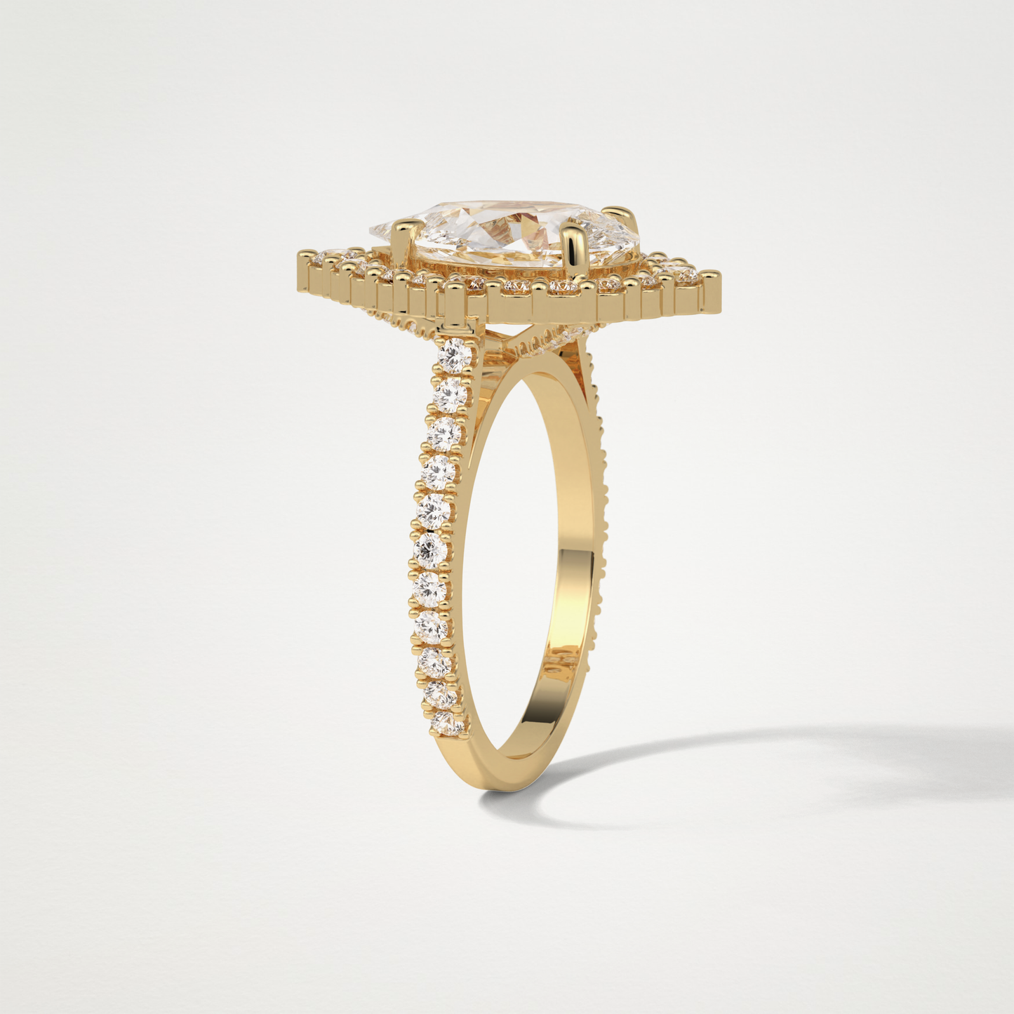 Pear Halo & Pave Moissanite Engagement Ring – 3.1 CT Lab-Created Brilliance in 10K/14K/18K Gold