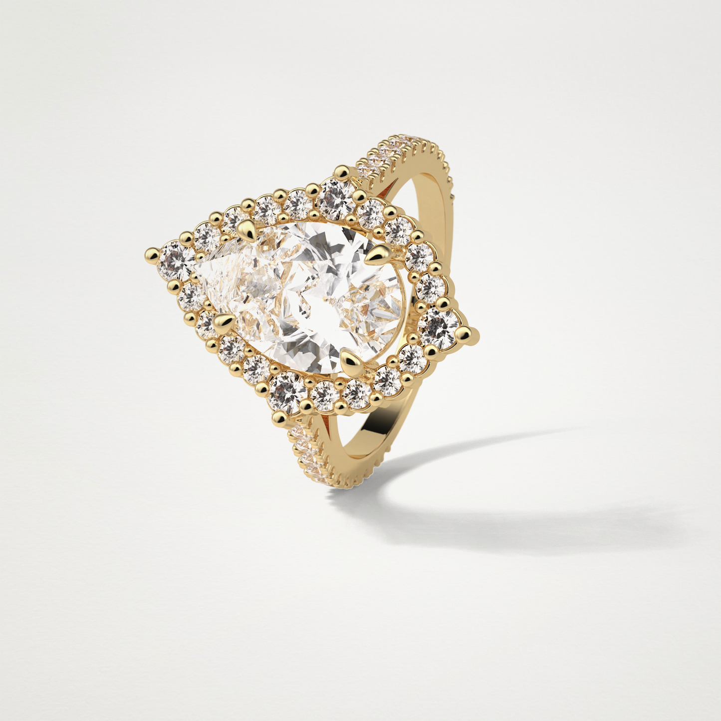 Pear Halo & Pave Moissanite Engagement Ring – 3.1 CT Lab-Created Brilliance in 10K/14K/18K Gold