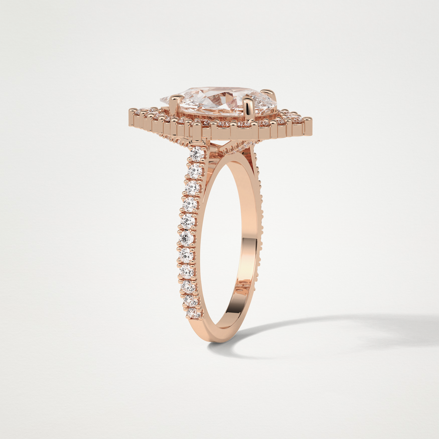 Pear Halo & Pave Moissanite Engagement Ring – 3.1 CT Lab-Created Brilliance in 10K/14K/18K Gold