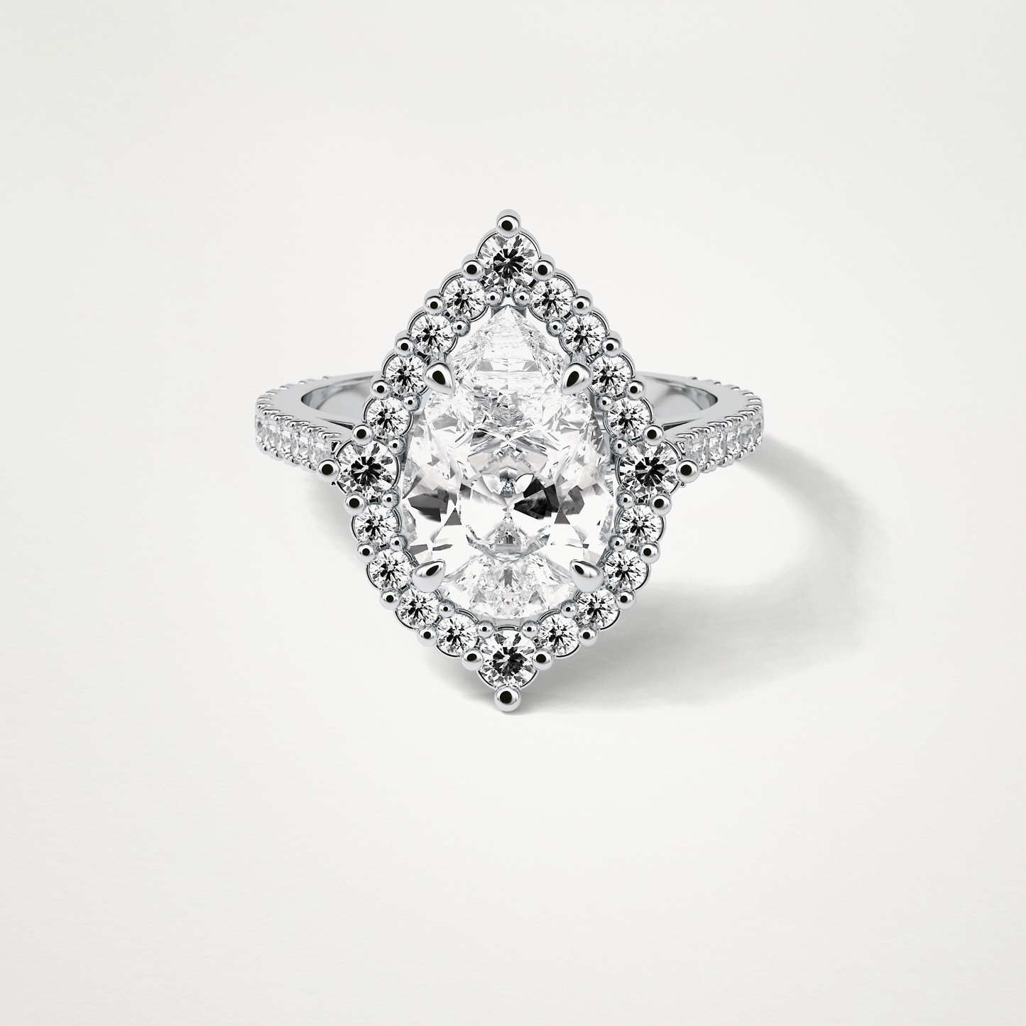 Pear Halo & Pave Moissanite Engagement Ring – 3.1 CT Lab-Created Brilliance in 10K/14K/18K Gold