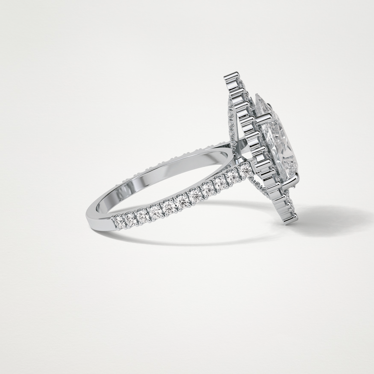 Pear Halo & Pave Moissanite Engagement Ring – 3.1 CT Lab-Created Brilliance in 10K/14K/18K Gold