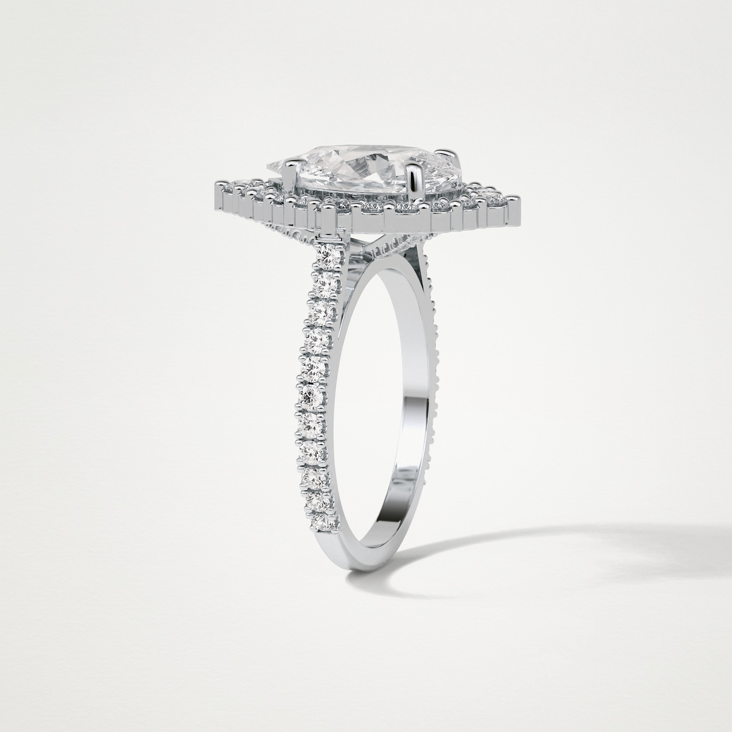 Pear Halo & Pave Moissanite Engagement Ring – 3.1 CT Lab-Created Brilliance in 10K/14K/18K Gold