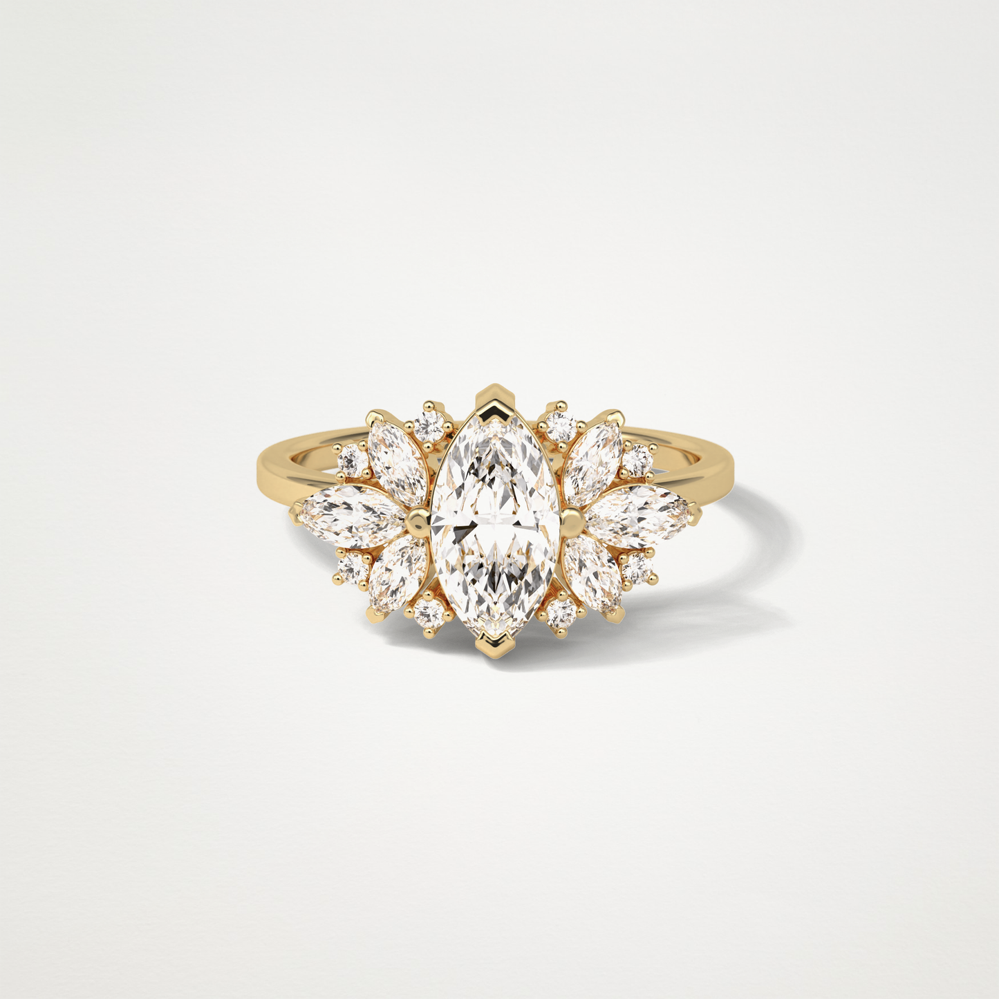 Marquise Cluster Moissanite Engagement Ring – 1 CT Lab-Created Brilliance in 10K/14K/18K Gold