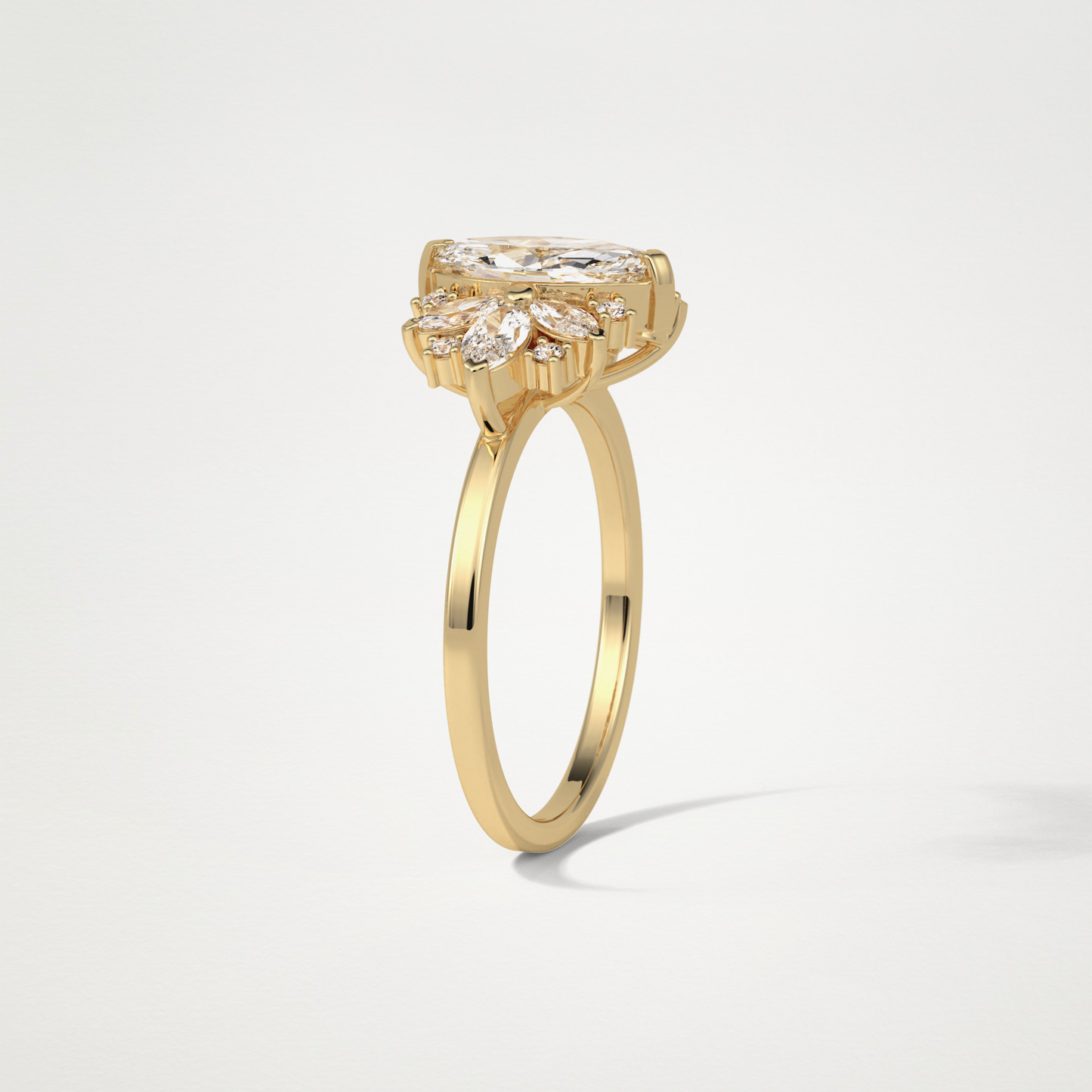 Marquise Cluster Moissanite Engagement Ring – 1 CT Lab-Created Brilliance in 10K/14K/18K Gold