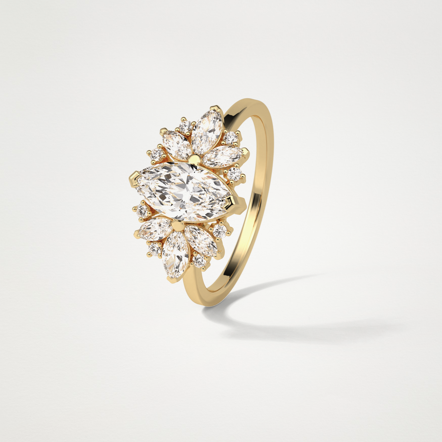 Marquise Cluster Moissanite Engagement Ring – 1 CT Lab-Created Brilliance in 10K/14K/18K Gold