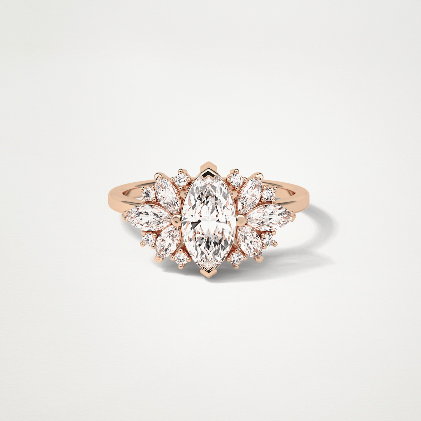 Marquise Cluster Moissanite Engagement Ring – 1 CT Lab-Created Brilliance in 10K/14K/18K Gold