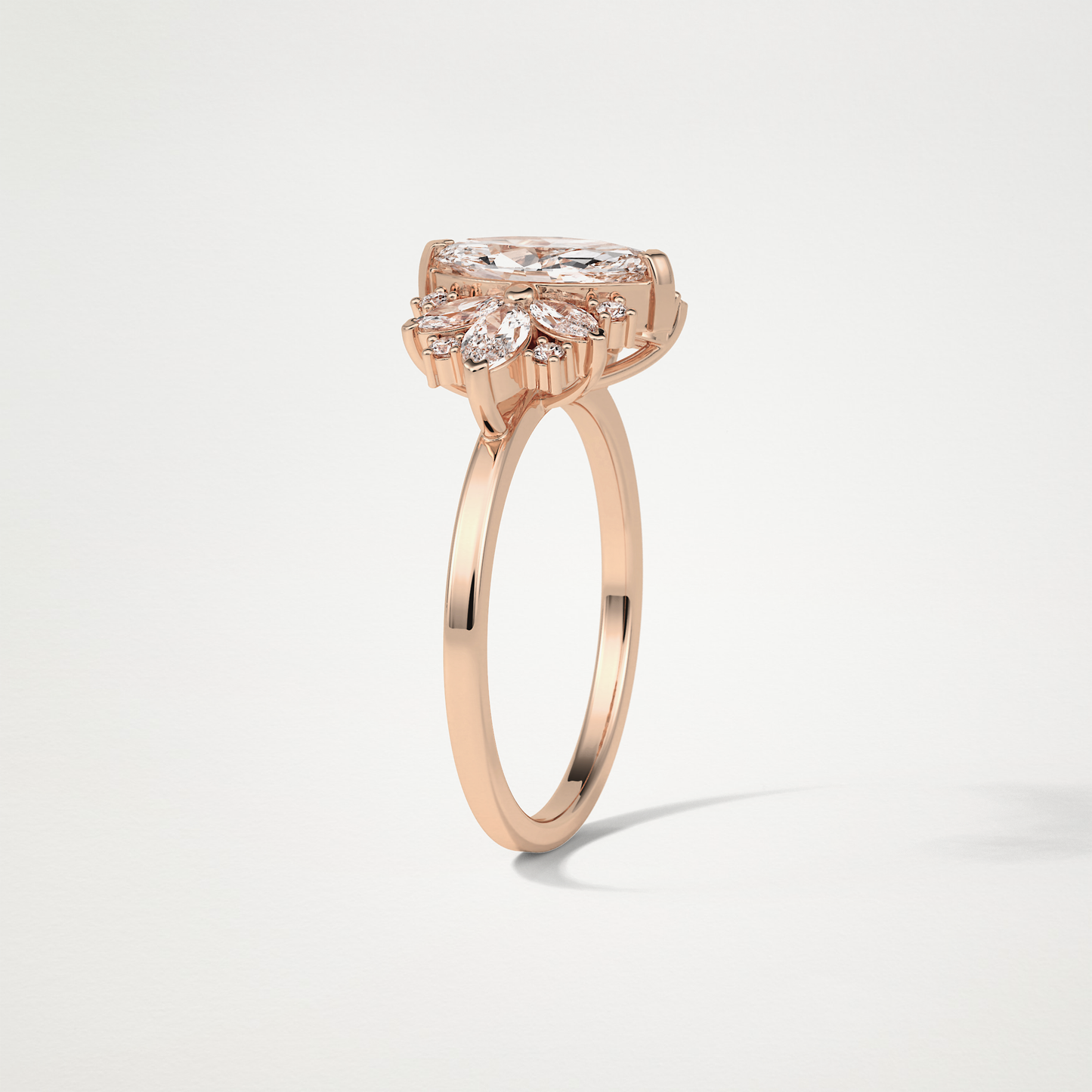 Marquise Cluster Moissanite Engagement Ring – 1 CT Lab-Created Brilliance in 10K/14K/18K Gold
