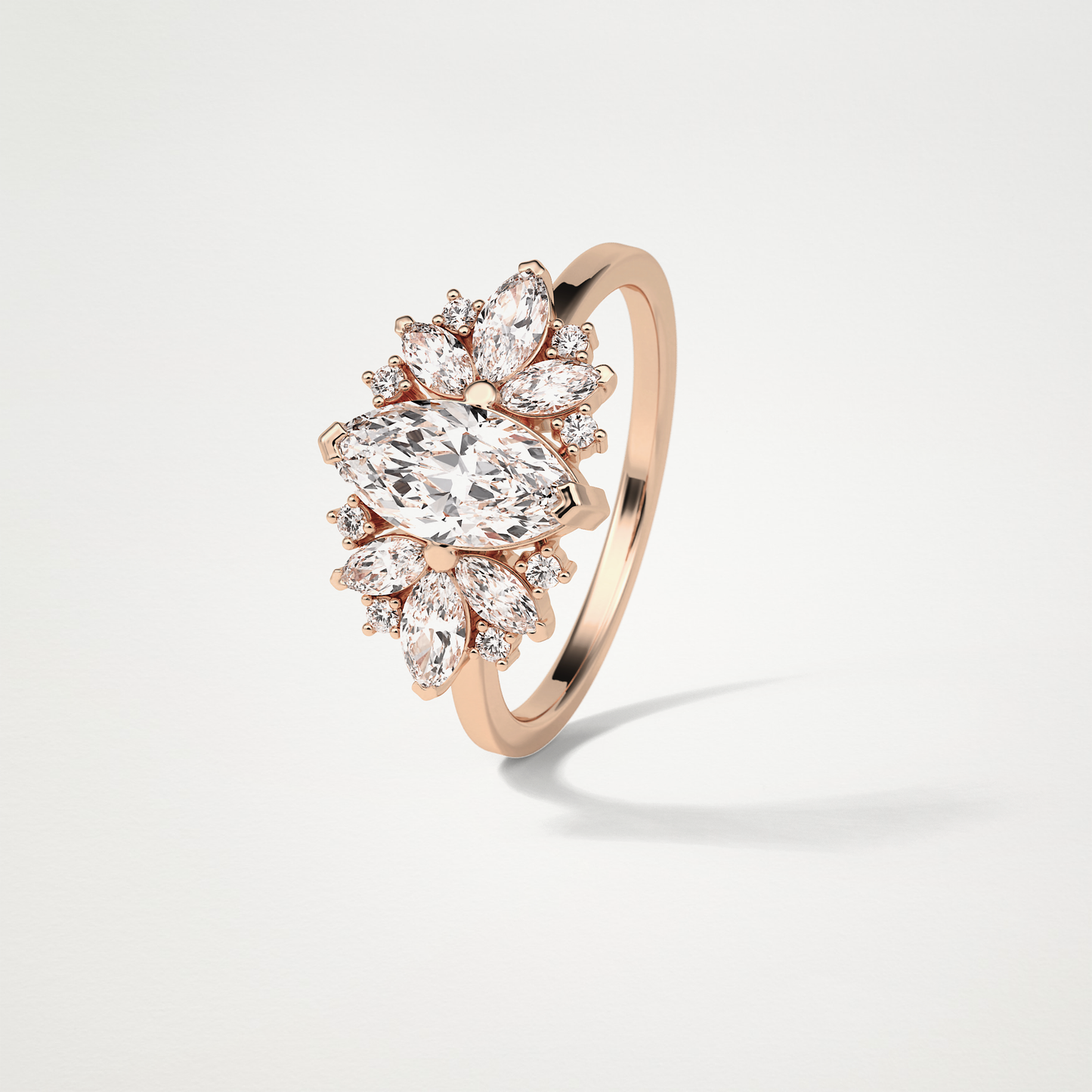Marquise Cluster Moissanite Engagement Ring – 1 CT Lab-Created Brilliance in 10K/14K/18K Gold