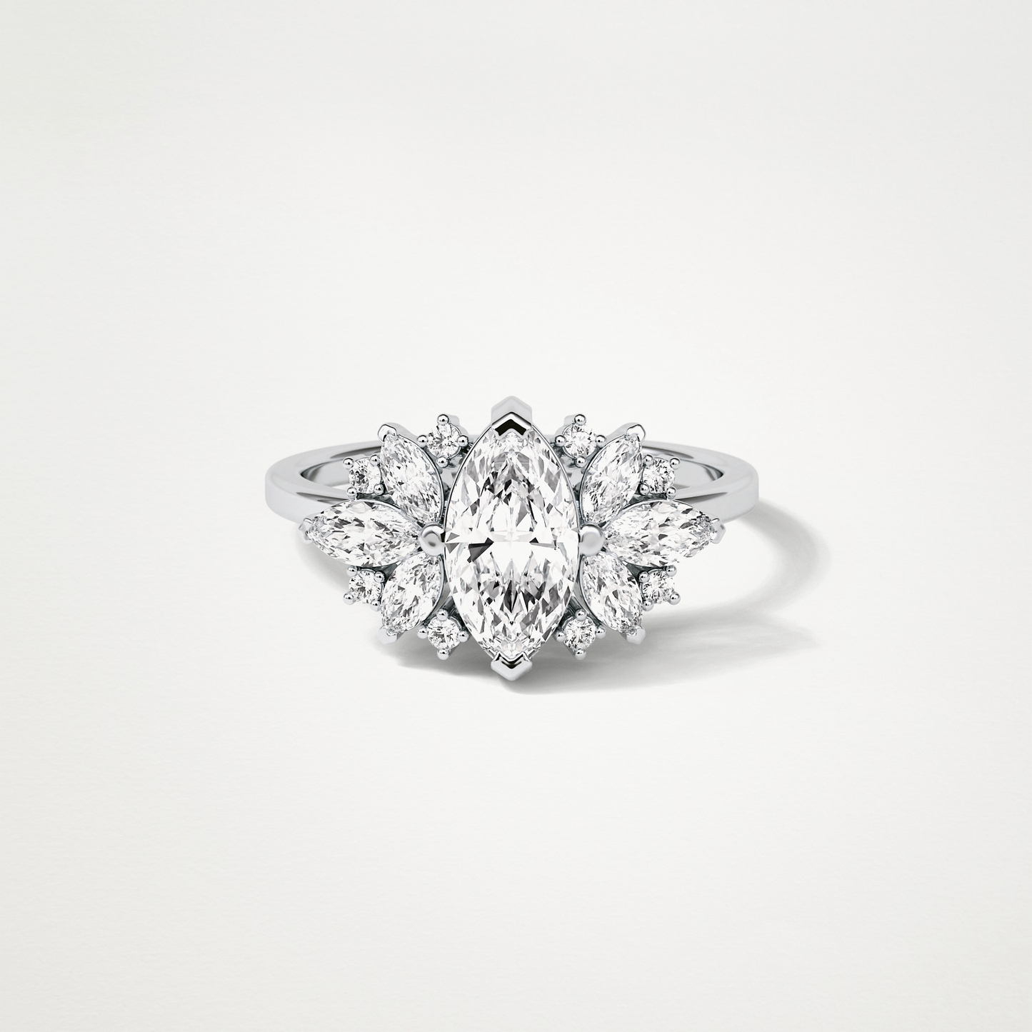Marquise Cluster Moissanite Engagement Ring – 1 CT Lab-Created Brilliance in 10K/14K/18K Gold