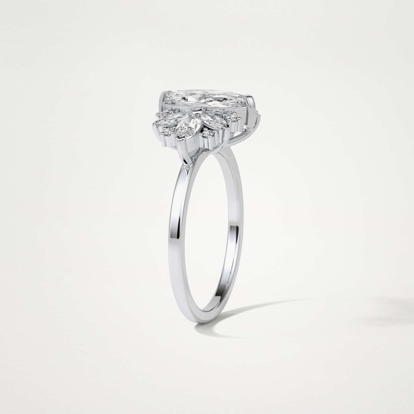 Marquise Cluster Moissanite Engagement Ring – 1 CT Lab-Created Brilliance in 10K/14K/18K Gold