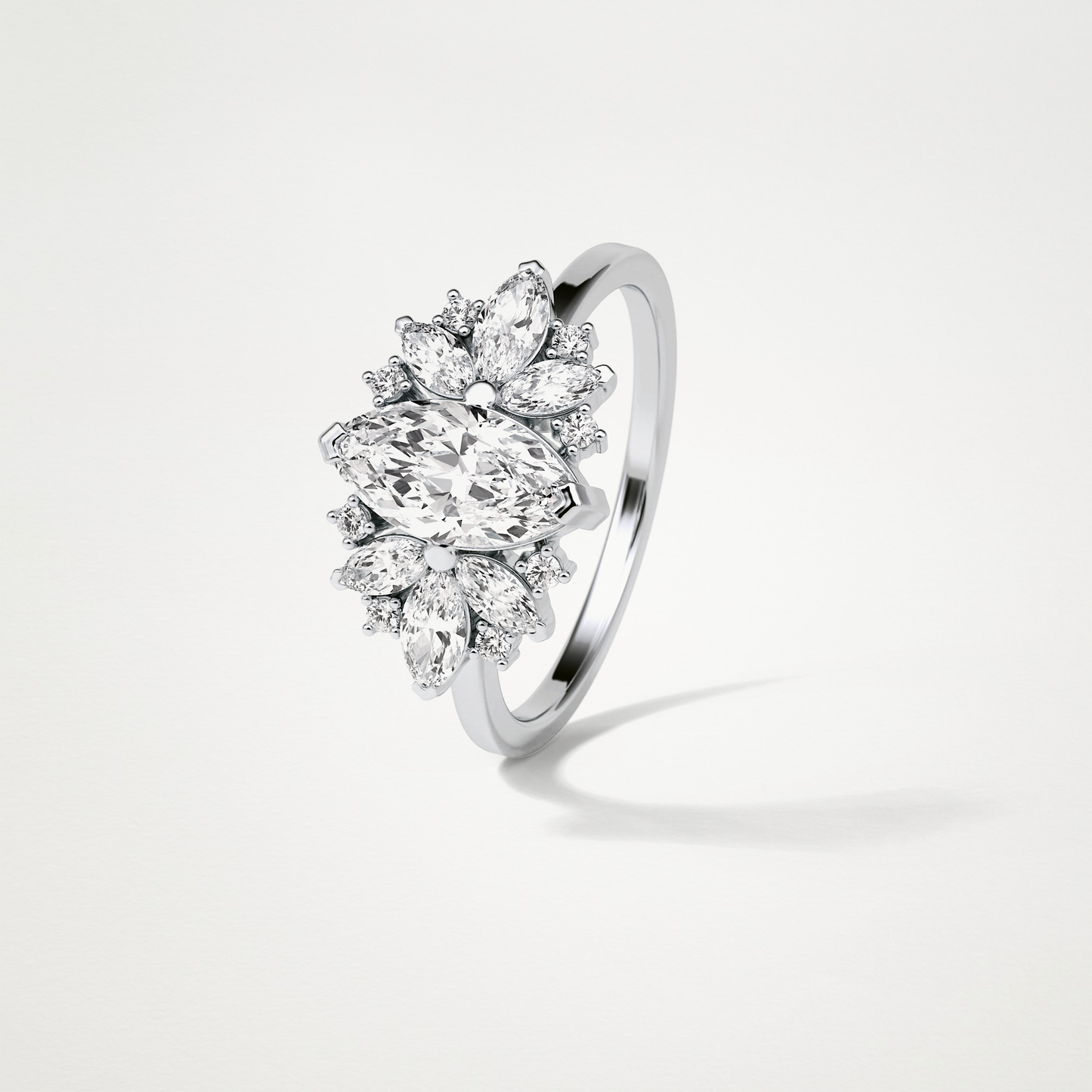 Marquise Cluster Moissanite Engagement Ring – 1 CT Lab-Created Brilliance in 10K/14K/18K Gold