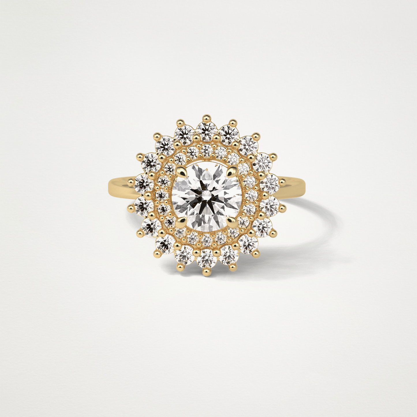 Round Double Halo Moissanite Engagement Ring – 1 CT Lab-Created Brilliance in 10K/14K/18K Gold