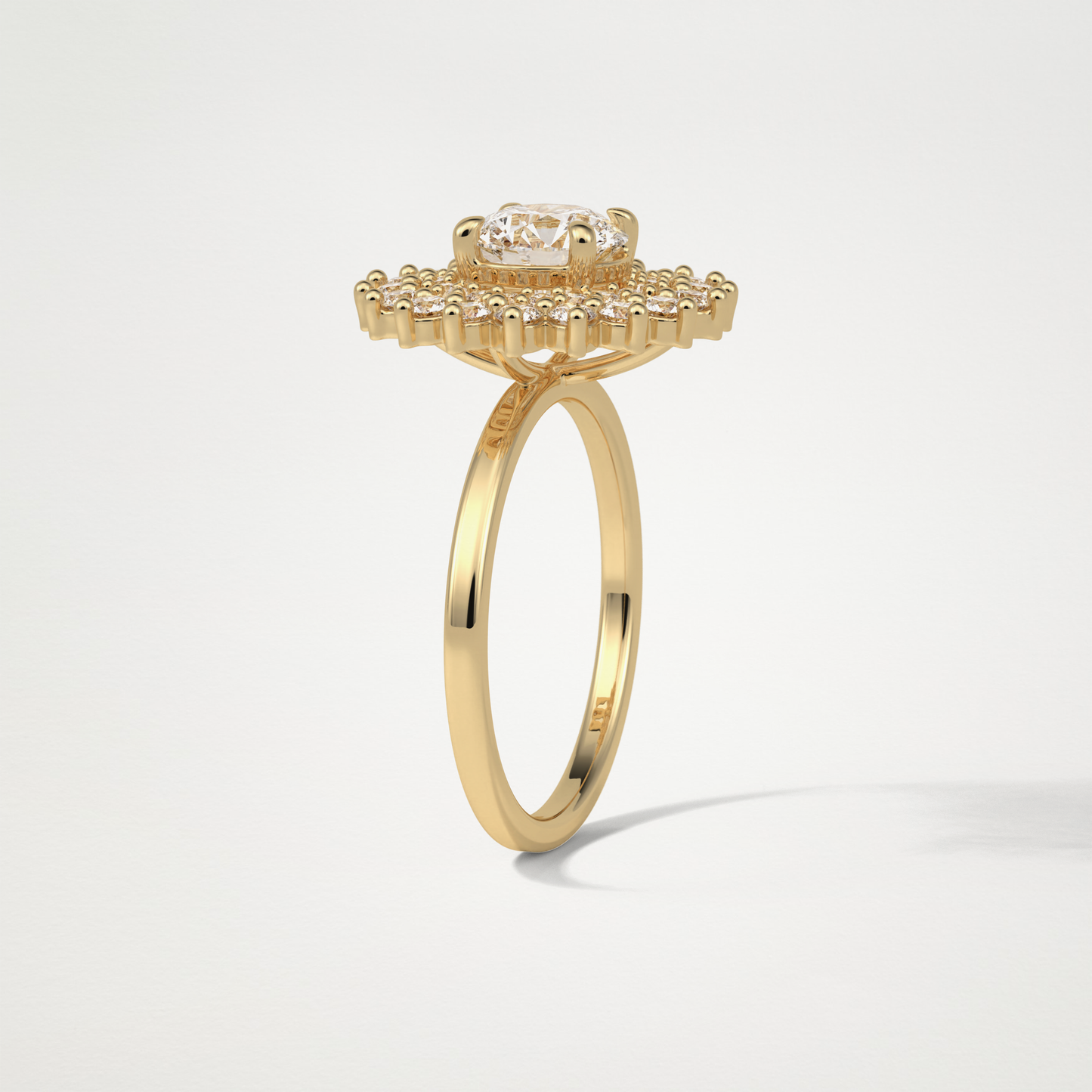 Round Double Halo Moissanite Engagement Ring – 1 CT Lab-Created Brilliance in 10K/14K/18K Gold