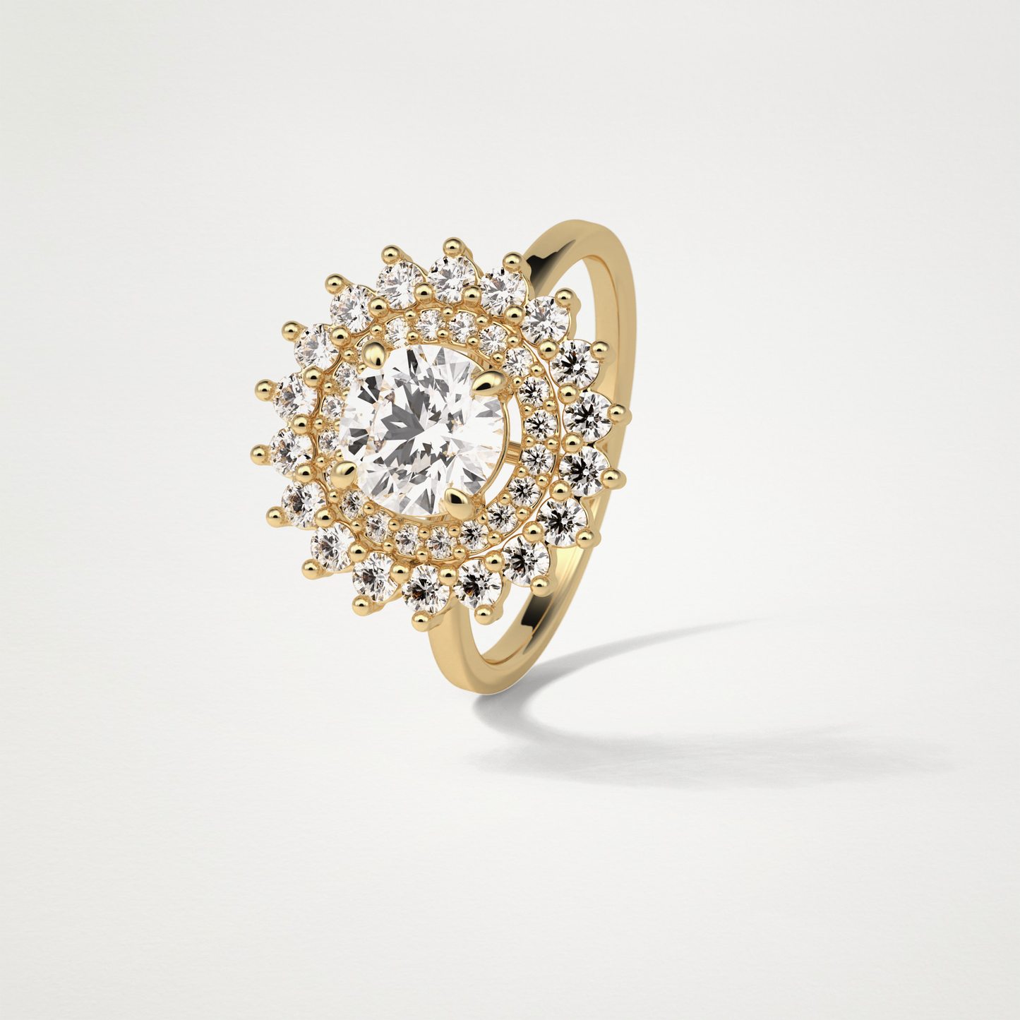 Round Double Halo Moissanite Engagement Ring – 1 CT Lab-Created Brilliance in 10K/14K/18K Gold
