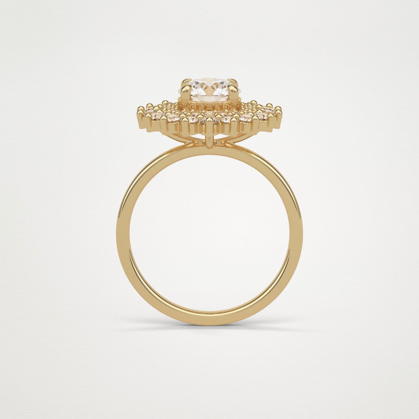 Round Double Halo Moissanite Engagement Ring – 1 CT Lab-Created Brilliance in 10K/14K/18K Gold