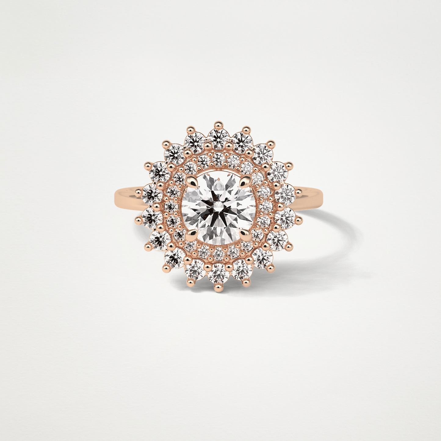 Round Double Halo Moissanite Engagement Ring – 1 CT Lab-Created Brilliance in 10K/14K/18K Gold