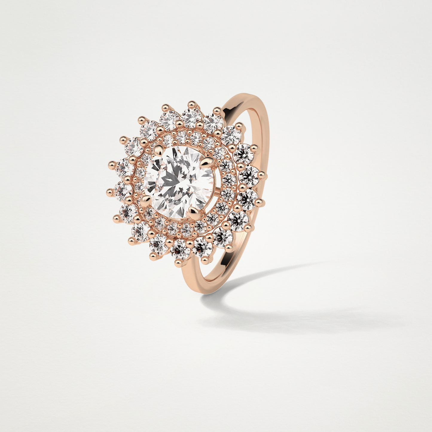 Round Double Halo Moissanite Engagement Ring – 1 CT Lab-Created Brilliance in 10K/14K/18K Gold