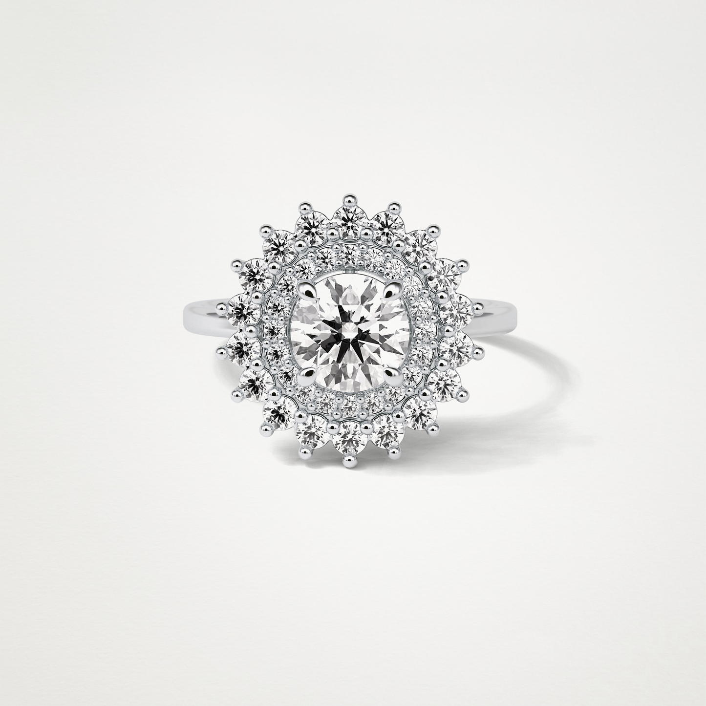 Round Double Halo Moissanite Engagement Ring – 1 CT Lab-Created Brilliance in 10K/14K/18K Gold