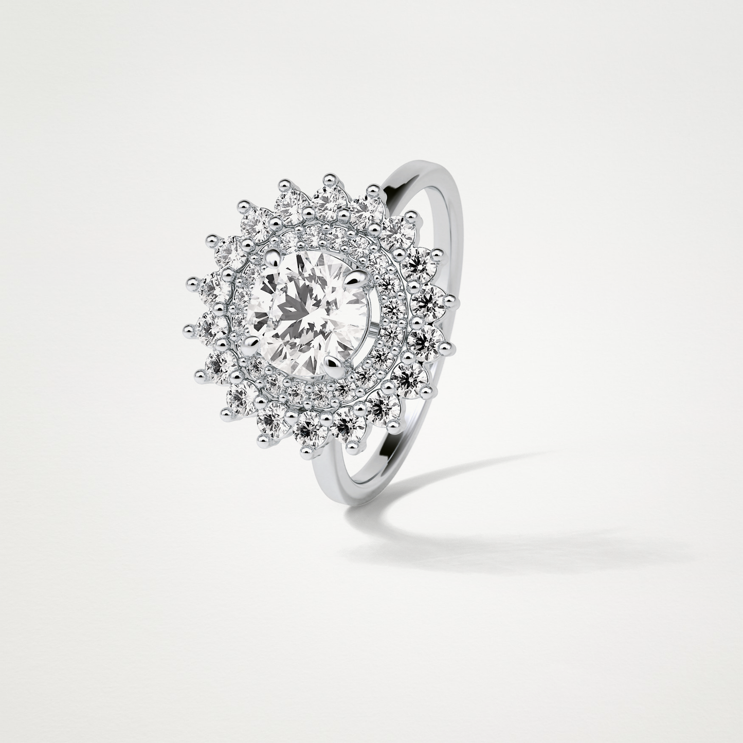 Round Double Halo Moissanite Engagement Ring – 1 CT Lab-Created Brilliance in 10K/14K/18K Gold