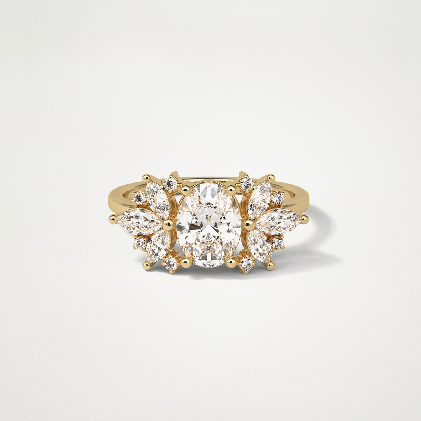 Oval Cluster Moissanite Engagement Ring – 1.33 CT Lab-Created Brilliance in 10K/14K/18K Gold