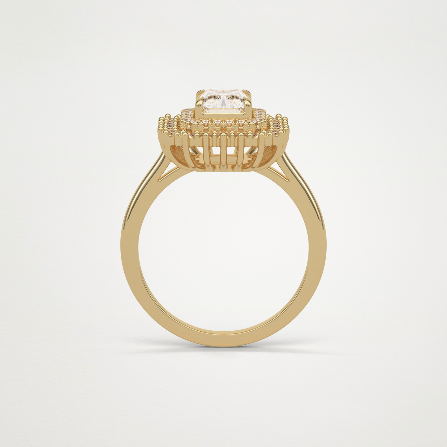 Radiant Double Halo Moissanite Engagement Ring – 1.05 CT Lab-Created Brilliance in 10K/14K/18K Gold