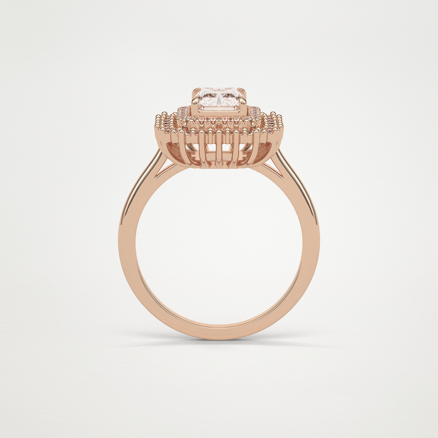 Radiant Double Halo Moissanite Engagement Ring – 1.05 CT Lab-Created Brilliance in 10K/14K/18K Gold