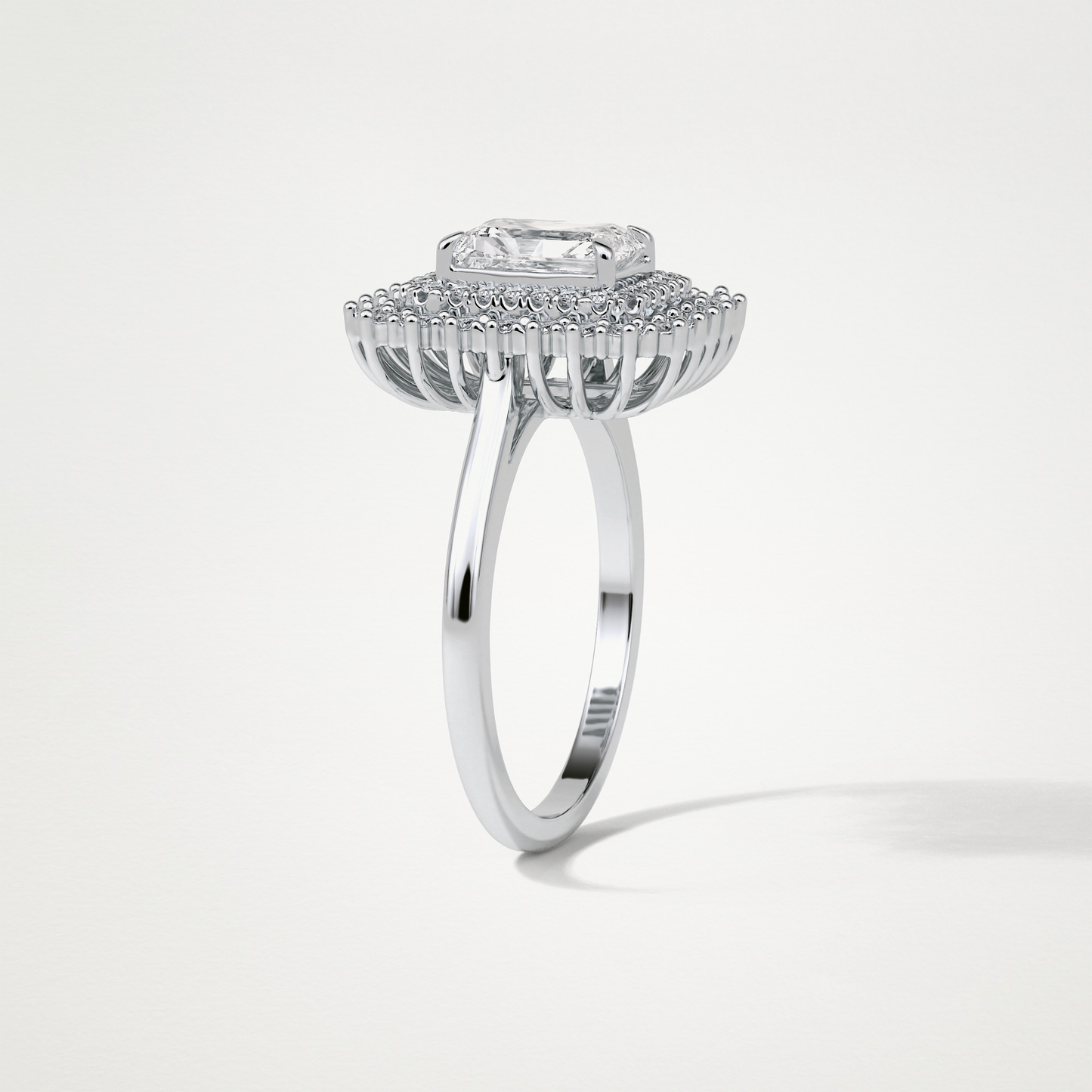 Radiant Double Halo Moissanite Engagement Ring – 1.05 CT Lab-Created Brilliance in 10K/14K/18K Gold