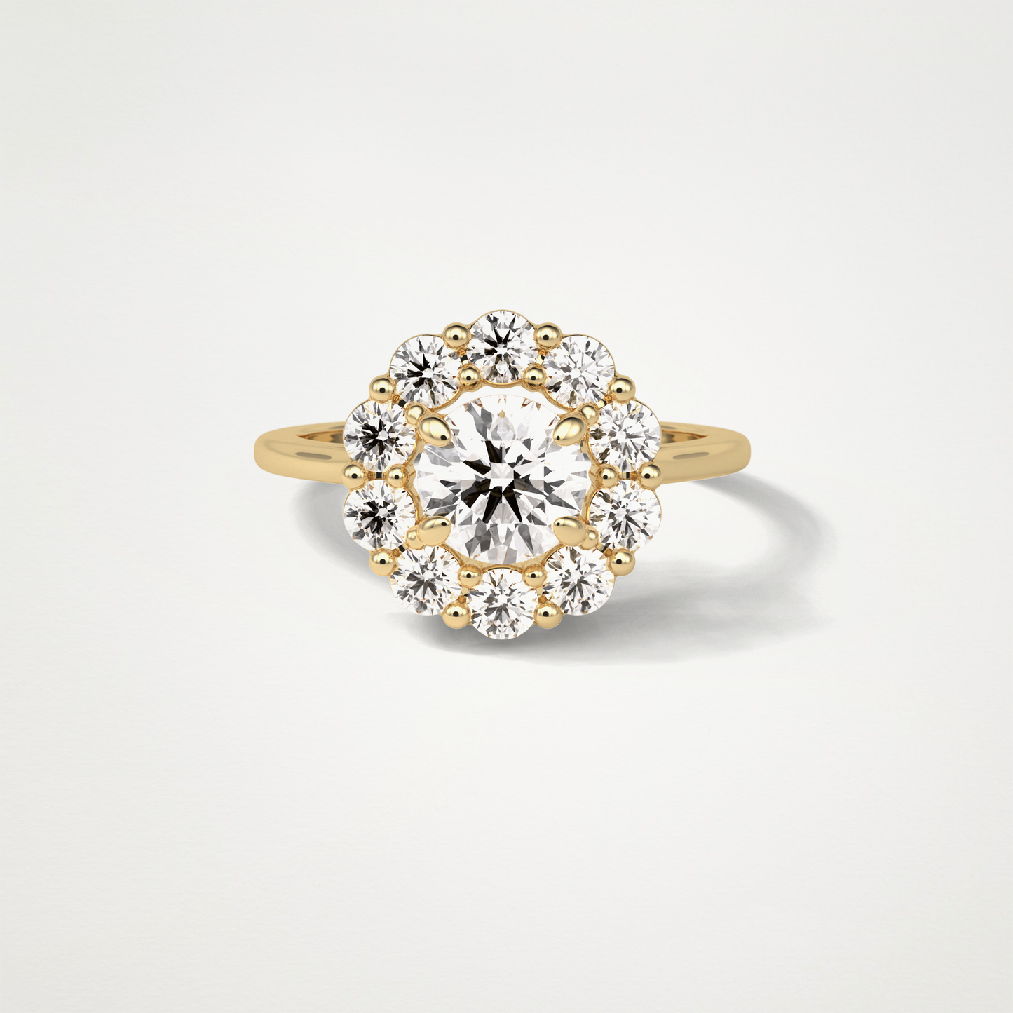 Round Halo Moissanite Engagement Ring – 1 CT Lab-Created Brilliance in 10K/14K/18K Gold