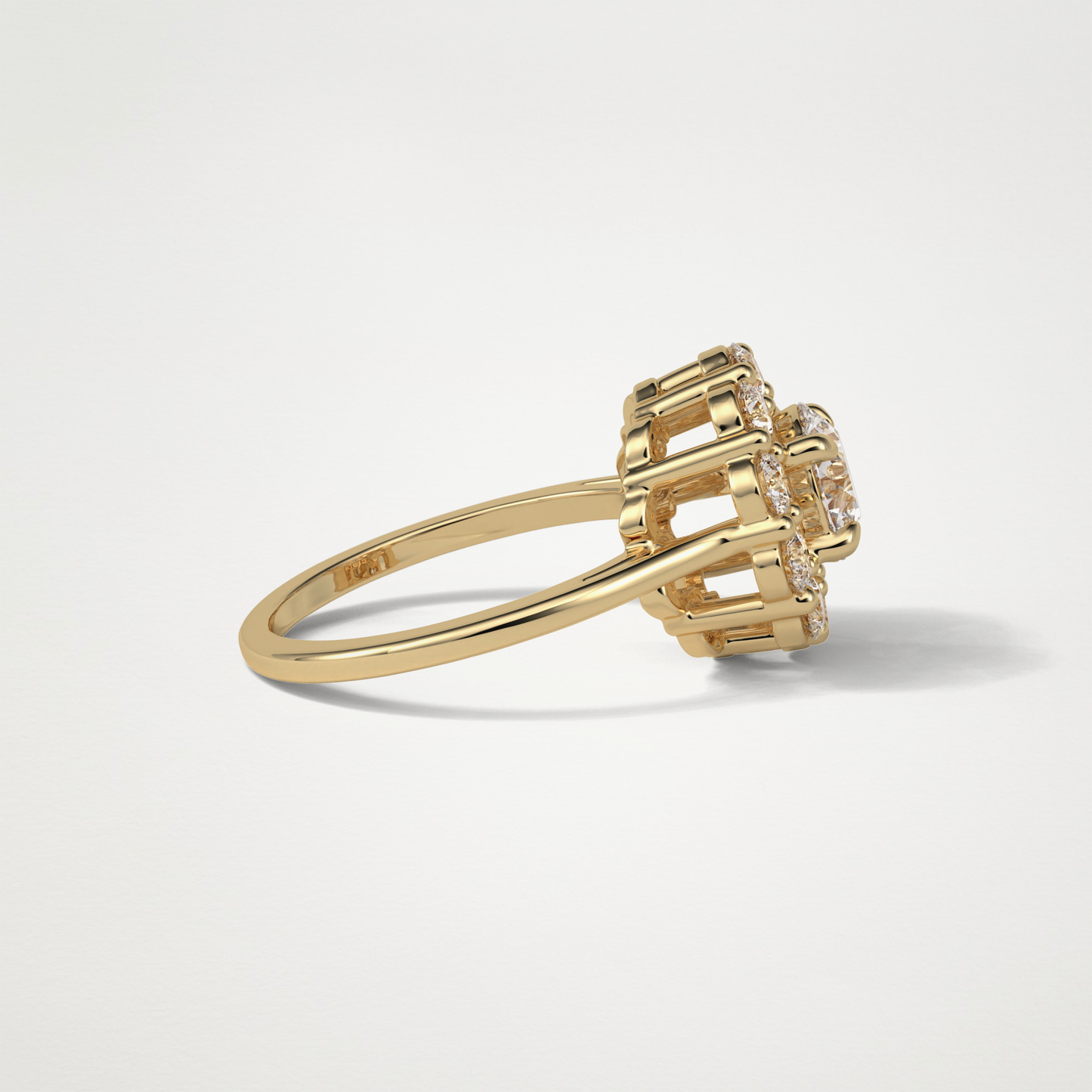 Round Halo Moissanite Engagement Ring – 1 CT Lab-Created Brilliance in 10K/14K/18K Gold