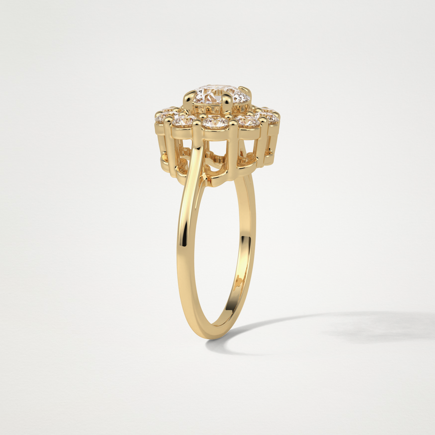 Round Halo Moissanite Engagement Ring – 1 CT Lab-Created Brilliance in 10K/14K/18K Gold