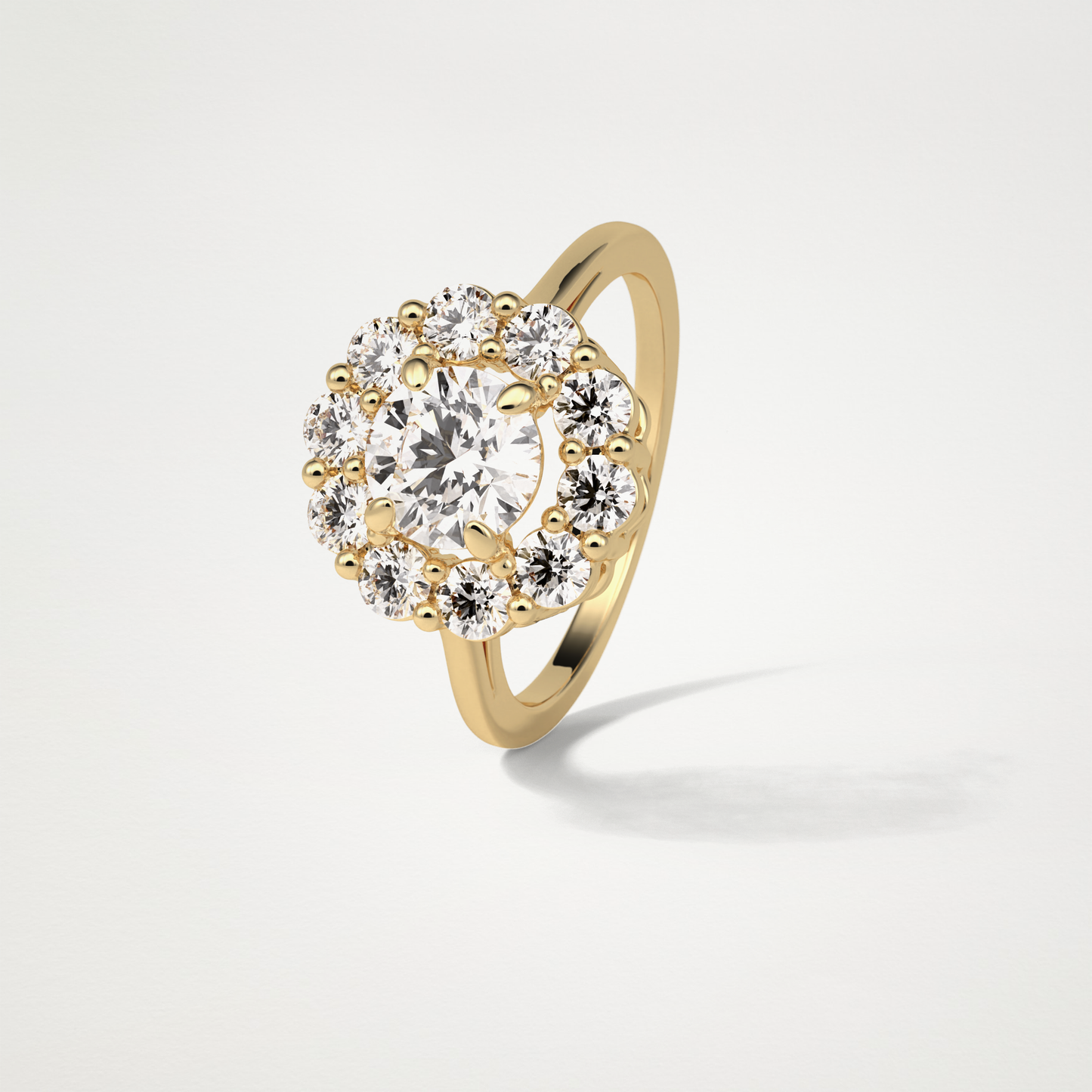 Round Halo Moissanite Engagement Ring – 1 CT Lab-Created Brilliance in 10K/14K/18K Gold