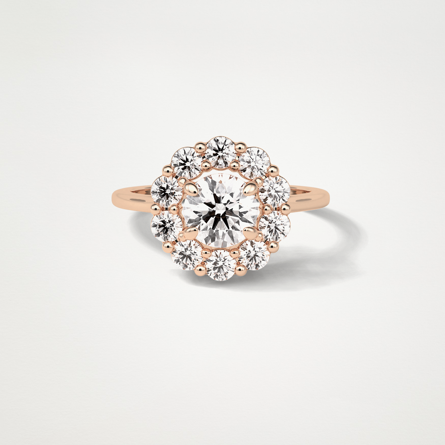 Round Halo Moissanite Engagement Ring – 1 CT Lab-Created Brilliance in 10K/14K/18K Gold