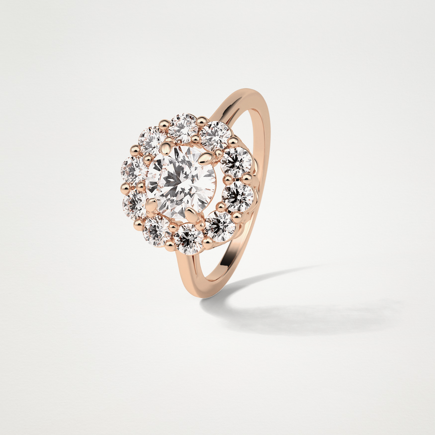 Round Halo Moissanite Engagement Ring – 1 CT Lab-Created Brilliance in 10K/14K/18K Gold