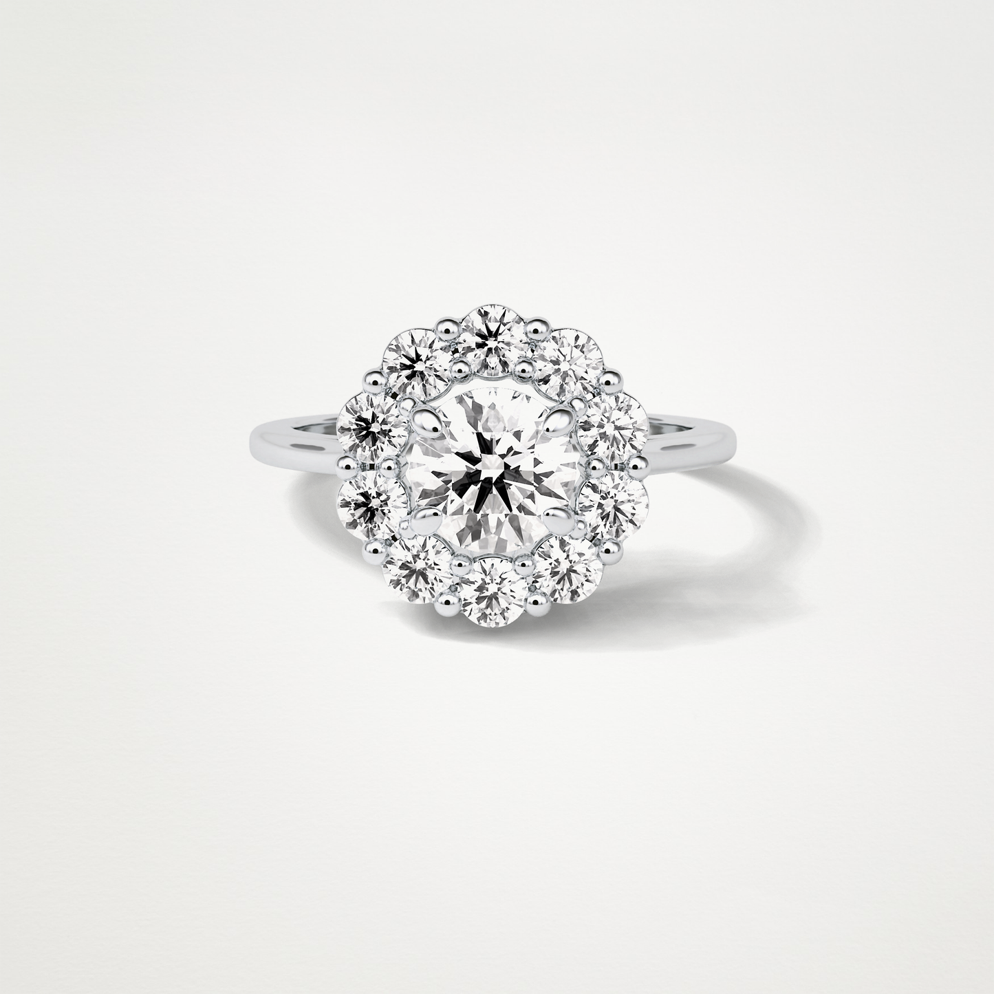 Round Halo Moissanite Engagement Ring – 1 CT Lab-Created Brilliance in 10K/14K/18K Gold