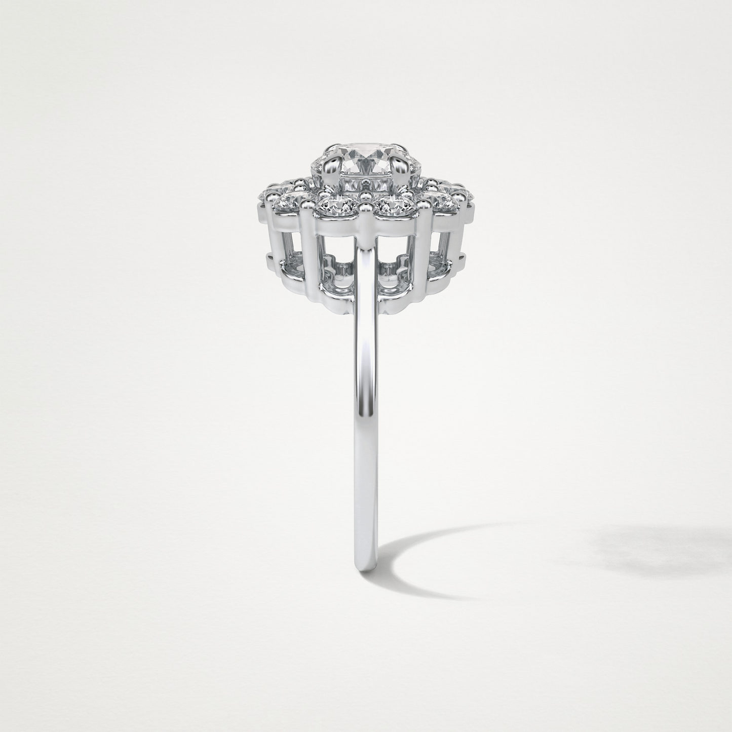 Round Halo Moissanite Engagement Ring – 1 CT Lab-Created Brilliance in 10K/14K/18K Gold