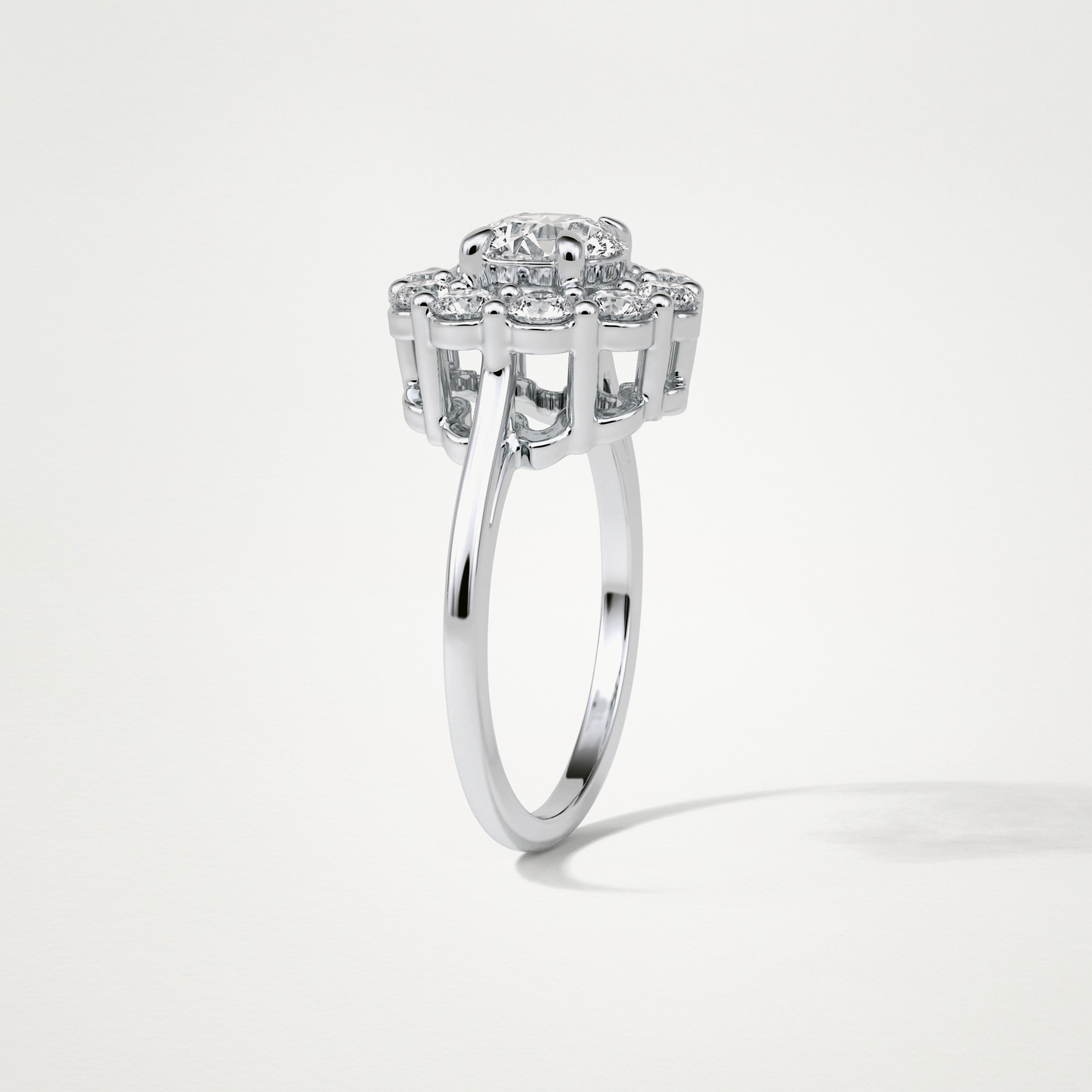 Round Halo Moissanite Engagement Ring – 1 CT Lab-Created Brilliance in 10K/14K/18K Gold