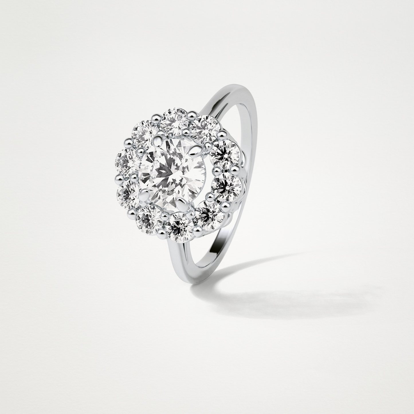 Round Halo Moissanite Engagement Ring – 1 CT Lab-Created Brilliance in 10K/14K/18K Gold