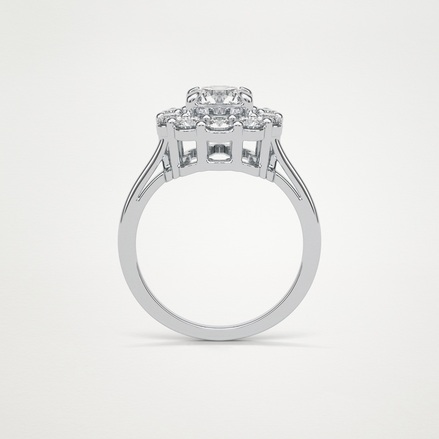 Round Halo Moissanite Engagement Ring – 1 CT Lab-Created Brilliance in 10K/14K/18K Gold