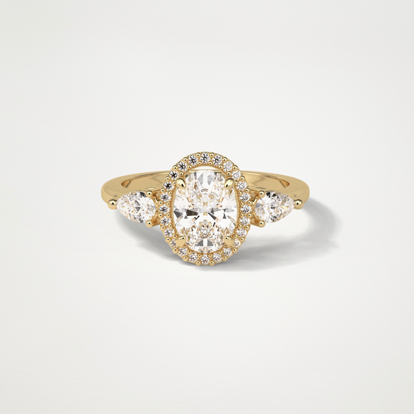 Oval Halo & 3 Stone Moissanite Engagement Ring – 1 .33 CT Lab-Created Brilliance in 10K/14K/18K Gold