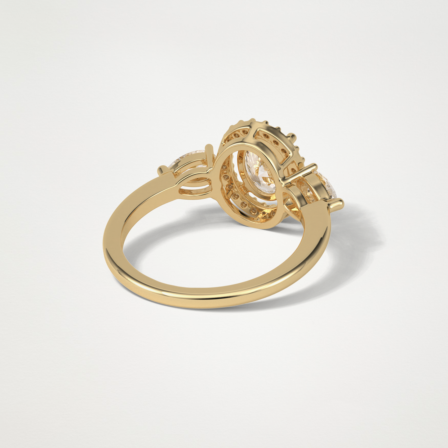 Oval Halo & 3 Stone Moissanite Engagement Ring – 1 .33 CT Lab-Created Brilliance in 10K/14K/18K Gold