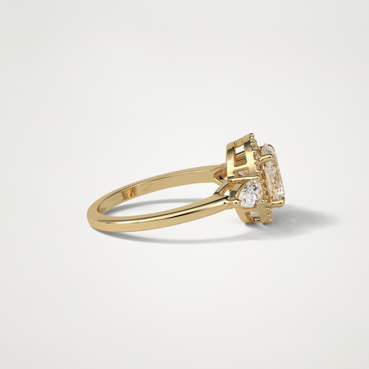 Oval Halo & 3 Stone Moissanite Engagement Ring – 1 .33 CT Lab-Created Brilliance in 10K/14K/18K Gold