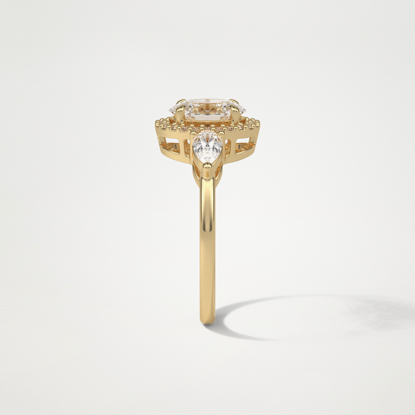 Oval Halo & 3 Stone Moissanite Engagement Ring – 1 .33 CT Lab-Created Brilliance in 10K/14K/18K Gold