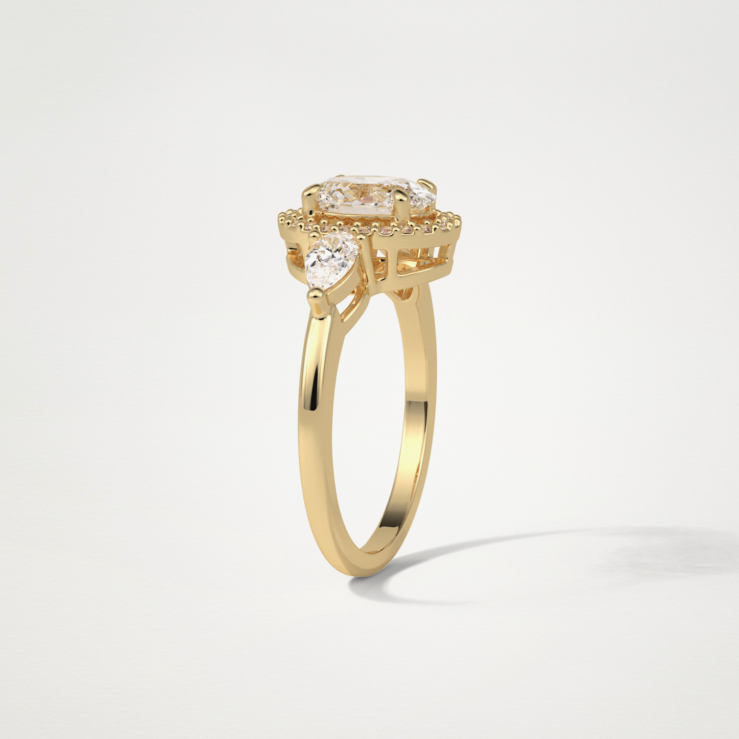 Oval Halo & 3 Stone Moissanite Engagement Ring – 1 .33 CT Lab-Created Brilliance in 10K/14K/18K Gold