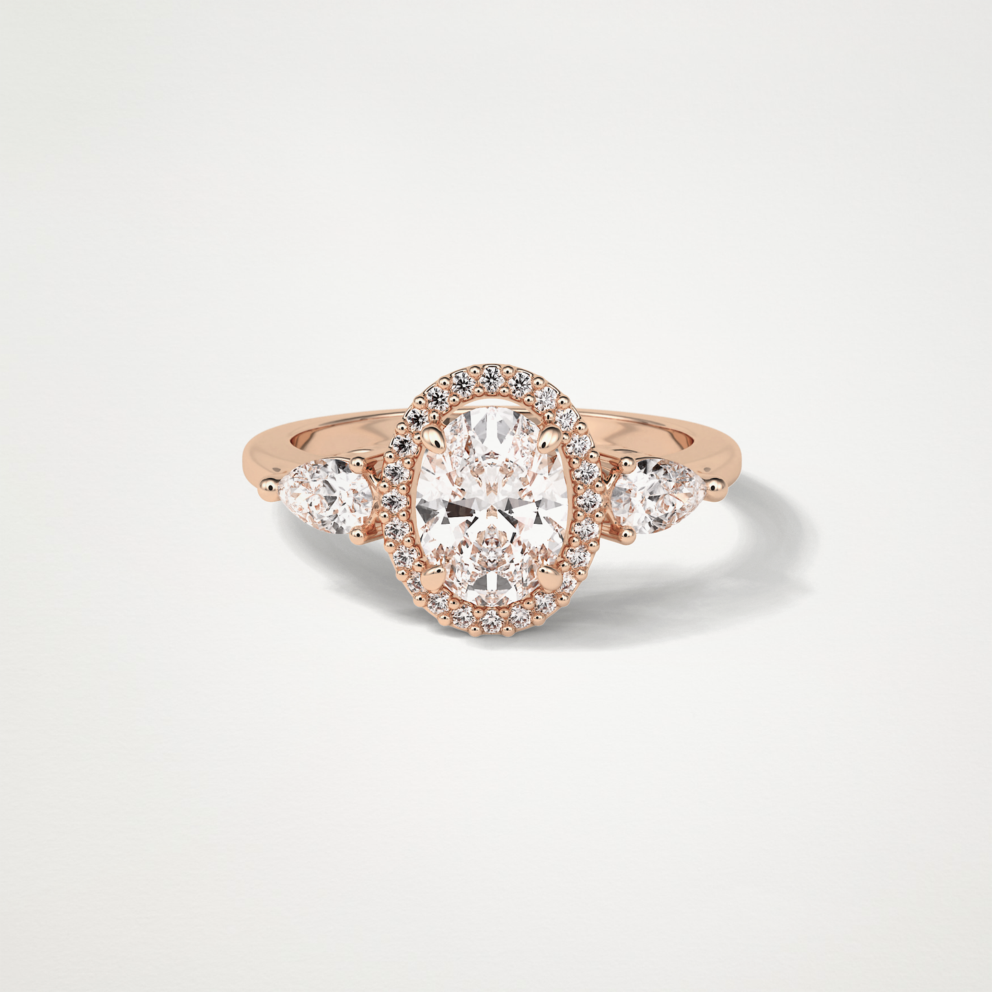 Oval Halo & 3 Stone Moissanite Engagement Ring – 1 .33 CT Lab-Created Brilliance in 10K/14K/18K Gold