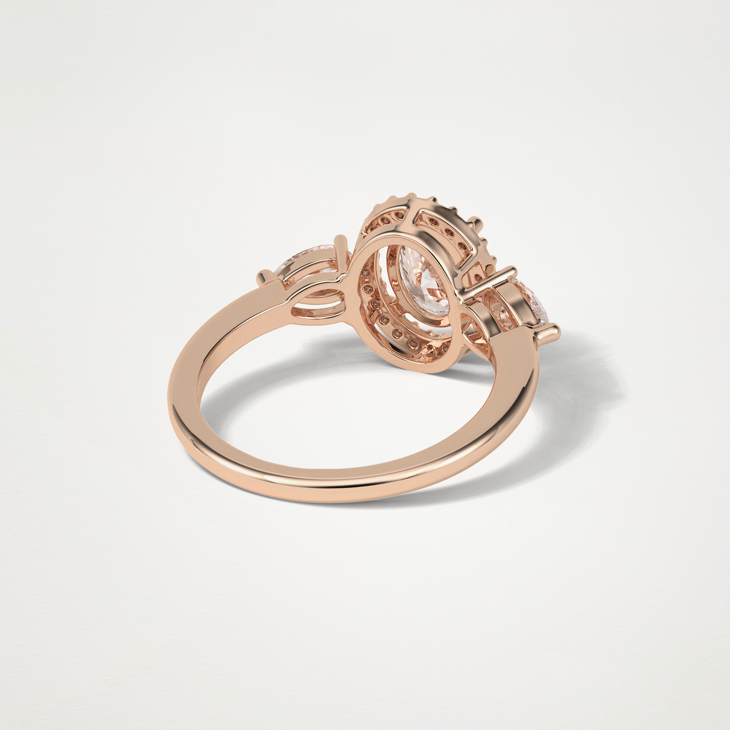 Oval Halo & 3 Stone Moissanite Engagement Ring – 1 .33 CT Lab-Created Brilliance in 10K/14K/18K Gold