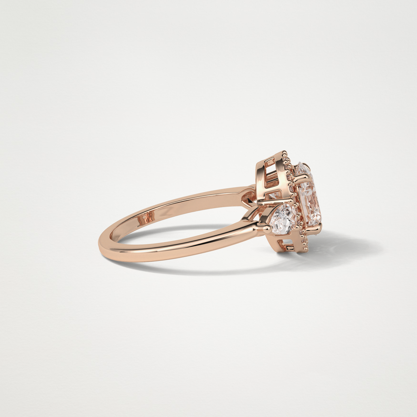 Oval Halo & 3 Stone Moissanite Engagement Ring – 1 .33 CT Lab-Created Brilliance in 10K/14K/18K Gold